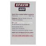 エファビール　Efavir、エファビレンツ600mg　箱　製品情報